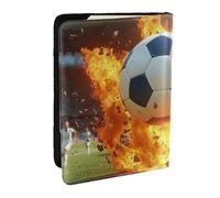 Football Through The Wall Printed Passport Holder,Travel Pu Leather Passport Cover Case Organiser for Men Women,6.5 Inch