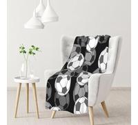 Football Throw Blanket 100 x 150 cm Black Flannel Fluffy Fleece Blanket Soft Lightweight Warm Blankets and Throws for Bed Sofa and Couch a-4436