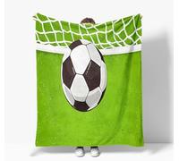 Football Throw Blanket 100 x 150 cm Green Flannel Fluffy Fleece Blanket Soft Lightweight Warm Blankets and Throws for Bed Sofa and Couch a-6052