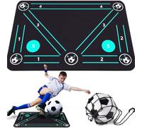 Football Training Mat,Football Footstep Training Mat, Anti Slip Soccer Trainings,Non-Slip Indoor Outdoor System for Dribble,Ball Control Stress Relief Footstep,Birthday Gift for Boys,Teens (Blue)