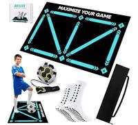 Football Training Mat - Soccer Mastery Skills Mat 90x60cm - Develop Confidence, Skills & Discipline + Mastery Mobile APP Football & Birthday Gift for Boys, Kids (Black-mat-C)