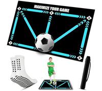 Football Training Mat - Soccer Mastery Skills XL Mat 90 x 60cm- Dribble, Ball Control & Stress Relief Footstep, Birthday Gift for Boys, Kids, Him & Her (Blak Mat + Socks + Bag)