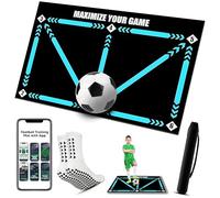 Football Training Mat with App - Soccer Mastery Skills XL Mat 90 x 60cm- Dribble, Ball Control & Stress Relief Footstep, Birthday Gift for Boys, Kids, Him & Her (Blak Mat + Socks + Bag)