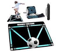 Football Training Mat with Kick Trainer Belt, Football Training Equipment for Kids, Anti-Slip Silent Soccer Footwork Skills Training Mat for Boys Girls Indoor
