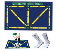 Football Training Mat with Socks Soccer FootstepTraining Mat Gift For Child 60 x 90cm Football Door Mat,Shock-Absorbing Soccer Mat, Anti-skip Carpet for Coner Football Filed Ground Ball Control