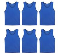 Football Training Vest,Lightweight Comfortable and Breathable,Sleeveless Training Vest,Team Sports Pennies Jerseys for Youth Adult -6 Items Dark Blue