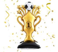 Football Trophy Balloon - Large 59 Inch Self Standing Soccer Balloon, No Helium Needed, Gold Foil Championship Party Decorations for Birthday, Sports Theme Celebration