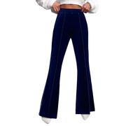 Football Trousers Black Women's Flare Velvet Trousers for Women, High Waist, Wide Leg, Stretch, Elastic Waist, Dress Trousers, Trousers with Front Seam, Checked Trousers, Women, Black, Red, navy, M