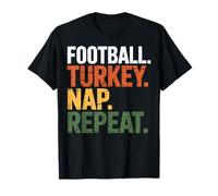 Football Turkey Nap Repeat Pie Dessert Game Day T-Shirt