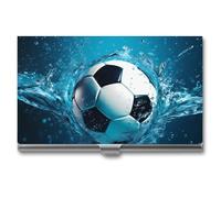 Football Vibrant Blue Ocean Water Business Card Holder Metal Wallet Credit Card ID Case for Men Women