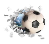 Football Wall Stickers, 3D Soccer Wallpaper for Boys Room, Vinyl Football Wall Art Stickers for Boys Bedroom Playroom Living Room Window Door Decoration