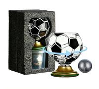 Football Whiskey Glass 300ml, Novelty Soccer Ball Shaped Rotating Drinking Glass Cup, Beer Glasses for Soccer Lover, Wine Glasses Gifts for Birthdays, Christmas, Father's Day