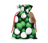 Football White Green Print Christmas Bag Holiday Present Sack Xmas For Seasonal Decor Gift Wrapping