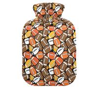 Football White Hot Water Bottle with Cover for Pain Relief Hand Feet Warmer for Sore Muscles, 1L