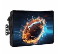 Football with Fire Outdoor TV Cover Waterproof Weatherproof, Rugby Sport Television Covers for 30 to 32 Inch Scenery Outside TV Screen Protector Shield, 30"W x 19"H x 4.5"D