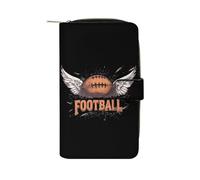 Football with Wings PU Leather Wallet Cloth with 12 Card Holder Handbag Long Clutch for Men Women