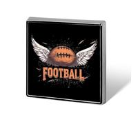 Football With Wings Square Badge Pin Metal Memorial Brooch Button Lapel Pins for Backpack Wedding