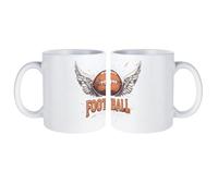 Football with Wings White Coffee Mug with Handle Cute Ceramic Cup Gift for Tea Coffee Home Work