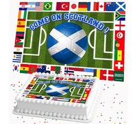 FOOTBALL WORLD CUP COME ON SCOTLAND RECTANGLE A4 SIZED EDIBLE ICING CAKE TOPPER DECORATION WCC-8