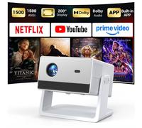 【Football World Cup GIFT】Funfilx Smart Projector with Wifi and Bluetooth, Free Soccer Ball + Beer + Stand， Licensed Netflix, DoIby Audio, Built-in Apps, Native 1080P, Auto Focus