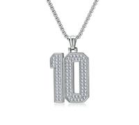 Football World Cup Jersey No. 7 And No. 10 Pendant, Hip-Hop Full Diamond Titanium Steel Plated With K Gold Digital Necklace