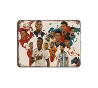 Football World Map Poster Tin Sign Vintage Metal Pub Club Cafe Bar Home Wall Art Decoration Poster Retro 12x16inch(30x40cm)