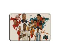 Football World Map Poster Tin Sign Vintage Metal Pub Club Cafe Bar Home Wall Art Decoration Poster Retro 8x12inch(20x30cm)