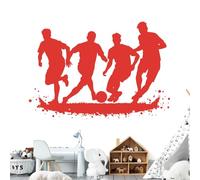 Footballers Soccer Players on The Grass Pitch - Sports Wall Art Decal Sticker [Large] [Tomato]