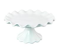 Footed Bowl Cake Pedestal Stand, 7.5" Ceramic Footed Bowl, Small Raised Ruffled Fruit Platter, Cake Display Stand for Birthday Holiday Party, Pedestal