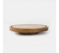 Footed Cake Stand -Lazy Suzan Design, 12" D x 1.5" Height, Mangowood, Natural, Rotating Design for Display & Serving, Elegant and Functional, Perfect for Cake, Desserts, and Treat - Durable & Stylish