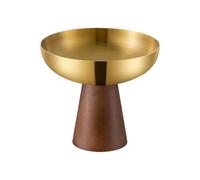 Footed Ice Cream Bowl with Wood Base for Home, D M Size | Stainless Steel Dessert with Wooden Base, Elegant Serving Cup for Ice Cream Fruit Salad and Snacks