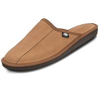 FOOTHUGS Leather Mule Men's Slippers, Open Back Slip-On Mules for Men with Memory Foam Insole for Home use (7UK/41EU Camel)