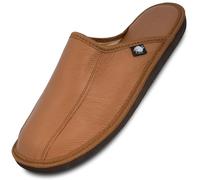 FOOTHUGS Leather Mule Men's Slippers, Open Back Slip-On Mules for Men with Memory Foam Insole for Home use (9UK/43EU Brown)