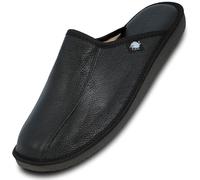 FOOTHUGS Leather Mule Men's Slippers, Open Back Slip-On Mules for Men with Memory Foam Insole for Home use (7UK/41EU Black)