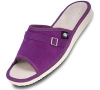 FOOTHUGS Womens Open Toe Suede Slippers with Memory Foam Orthopeadic Insole, Size 4,5,6,7,8 UK (4 UK / 37EU, Purple)