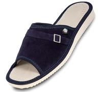 FOOTHUGS Womens Open Toe Suede Slippers with Memory Foam Orthopeadic Insole, Size 4,5,6,7,8 UK (6 UK / 39 EU, Navy Blue)