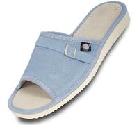 FOOTHUGS Womens Open Toe Suede Slippers with Memory Foam Orthopeadic Insole, Size 4,5,6,7,8 UK (7 UK / 41 EU, Blue)