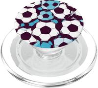 Footie Fan Pattern Love The Games Vintage Football Blue PopSockets PopGrip for MagSafe