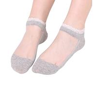 Footie Slipper Socks with Straps Glass Women's Socks Lace Women's Socks Running Socks Thin (Grey, One Size)