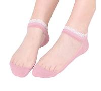 Footie Slipper Socks with Straps Glass Women's Socks Lace Women's Socks Running Socks Thin (Pink, One Size)