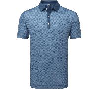 FOOTJOY CHECKER PRINT LISLE GOLF POLO SHIRT 34013 - DARK DENIM / WHITE