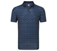 FootJoy Flag Banner Print Knit Collar Golf Polo Shirt Blue S