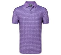 FootJoy Flag Banner Print Knit Collar Golf Polo Shirt Purple M