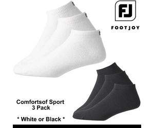 FOOTJOY GOLF SOCKS COMFORTSOF MENS GOLF SOCKS SPORTS LOW CUT NO SHOW WHITE BLACK