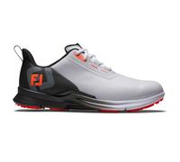 (UK 8.5, White/Black/Coral) Footjoy Mens FJ Fuel Spikeless Cushioned Durable Waterproof Golf Shoes