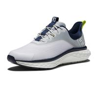 FootJoy Men's Fj Quantum Golf Shoe, White/Grey/Blue, 11 Wide