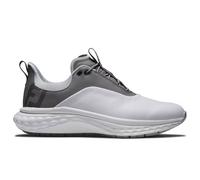 (UK 8.5, White/Grey/Silver) Footjoy Mens FJ Quantum Waterproof Leather Spikeless Golf Shoes