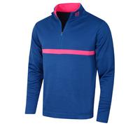(XXL, Deep Blue) Footjoy Mens Inset Stripe Midlayer Stretch Wicking Golf Sweater