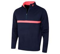 (M, Navy) Footjoy Mens Inset Stripe Midlayer Stretch Wicking Golf Sweater
