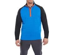 Footjoy Men's Jacquard Chill-Out Xp Polo Sweater, Sapphire/Black/Orange, M